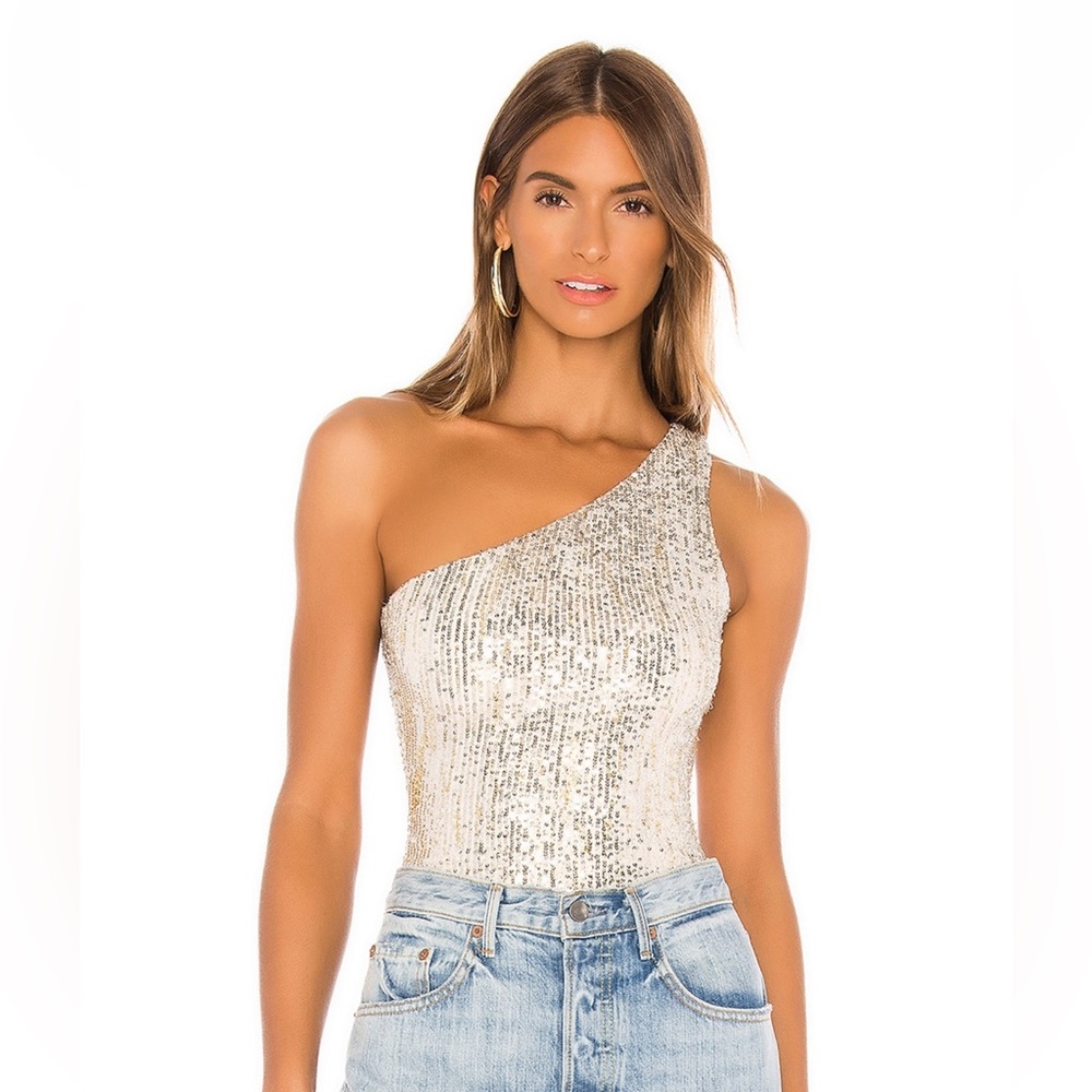 Sparkle one shoulder onesie blouse